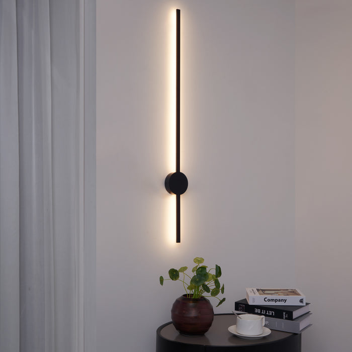 QAZQA Moderne wandlamp zwart 100cm incl. LED - Clockwise