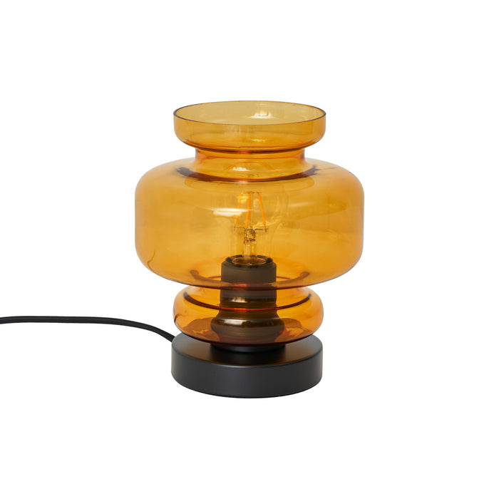 QAZQA Retro tafellamp zwart met oranje glas - Denise