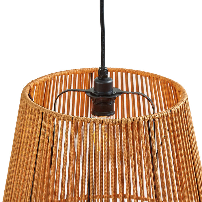 QAZQA Buiten hanglamp zwart met oranje kappen van touw 3-lichts IP44