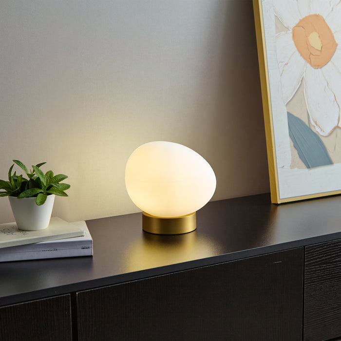 QAZQA Design tafellamp messing met opaal glas - Sally