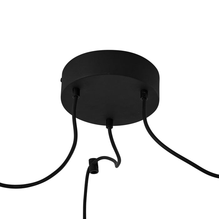 QAZQA Buiten hanglamp zwart met zwarte kap van touw 3-lichts IP44 -