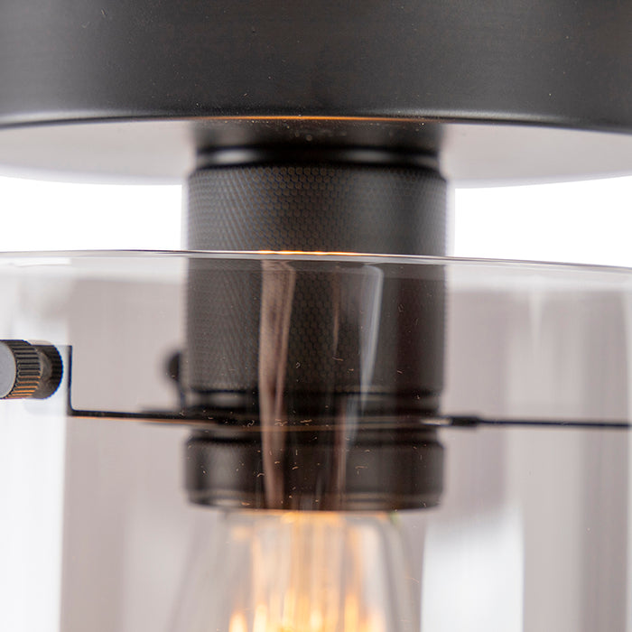 QAZQA Smart plafondlamp zwart met smoke glas incl. Wifi ST64 - Dome