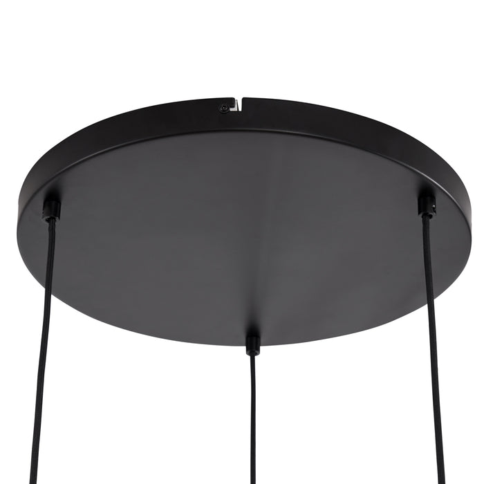 QAZQA Japandi hanglamp zwart en goud met beige kap 3-lichts - Pluni