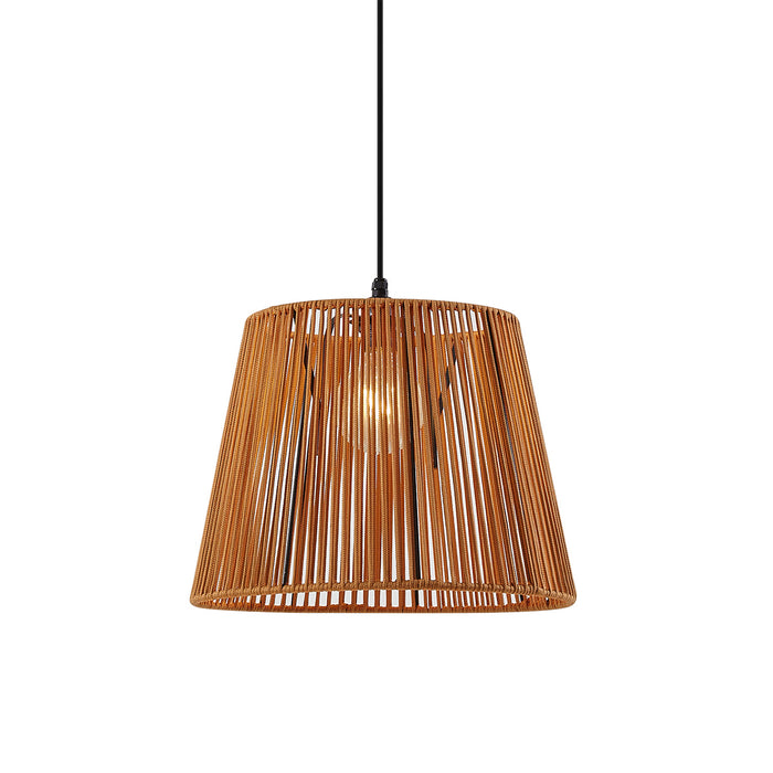 QAZQA Buiten hanglamp zwart met oranje kap van touw IP44 - Cava Jayla