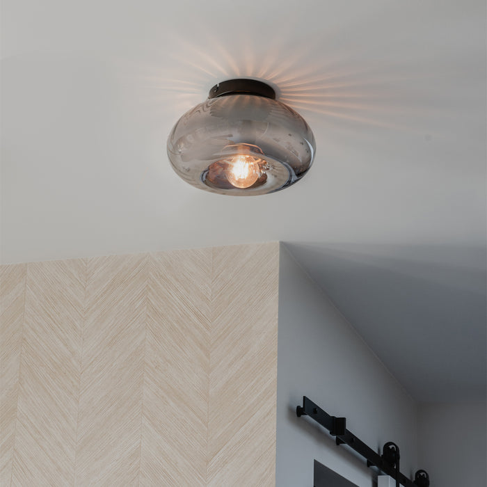 QAZQA Smart plafondlamp zwart met smoke glas incl. Wifi P45 - Ayesha