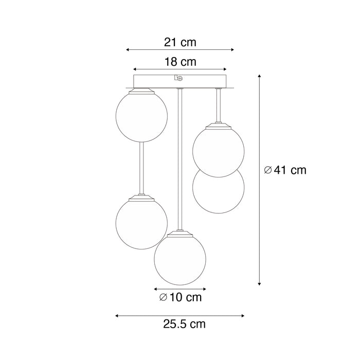 QAZQA Design plafondlamp brons met brons glas 5-lichts - Athens