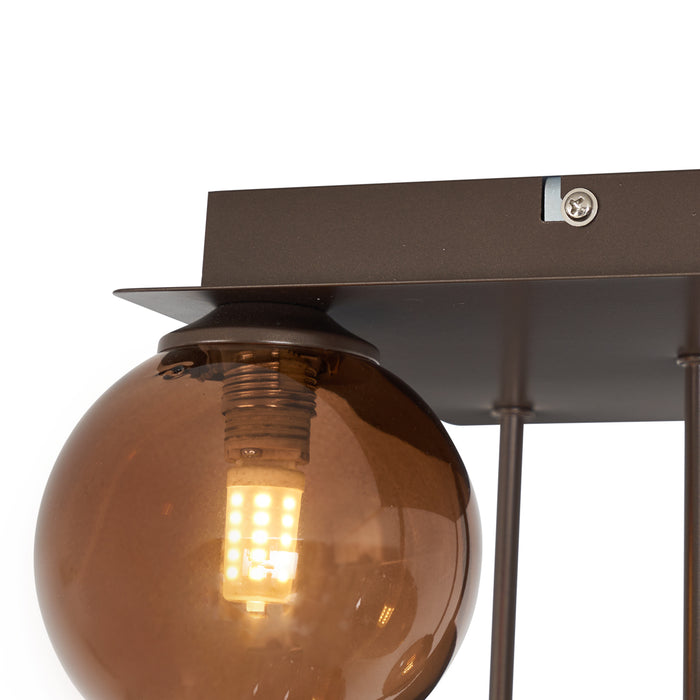 QAZQA Design plafondlamp brons met brons glas 5-lichts - Athens