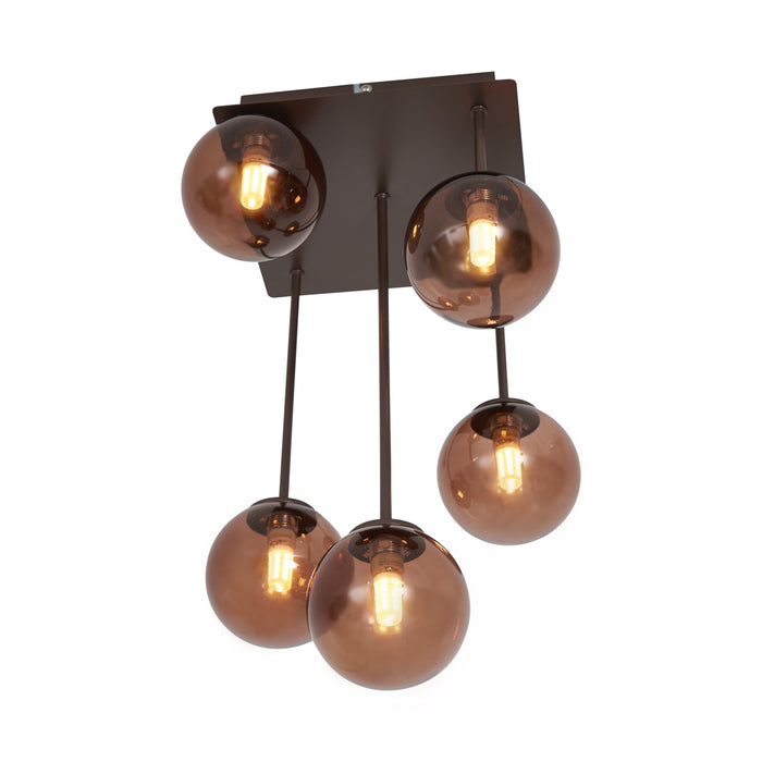 QAZQA Design plafondlamp brons met brons glas 5-lichts - Athens