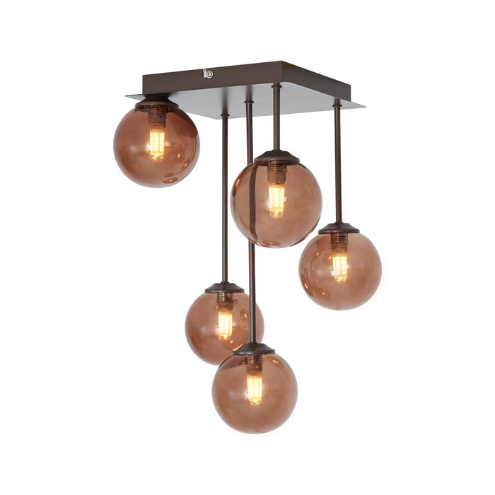 QAZQA Design plafondlamp brons met brons glas 5-lichts - Athens