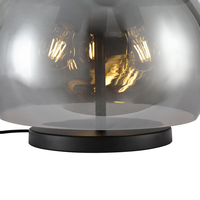 QAZQA Design tafellamp zwart met smoke glas 3-lichts - Bino