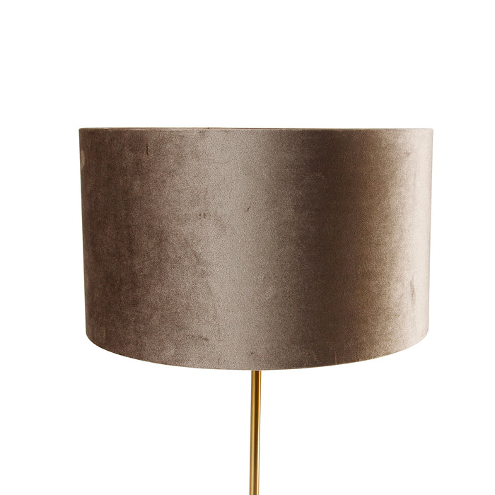 QAZQA Tafellamp messing met velours kap taupe 35cm - Kaso