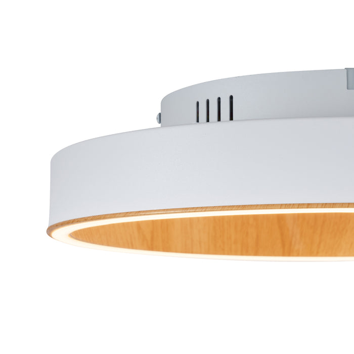 QAZQA Design plafondlamp wit met hout 40cm incl. LED 3-way switch -