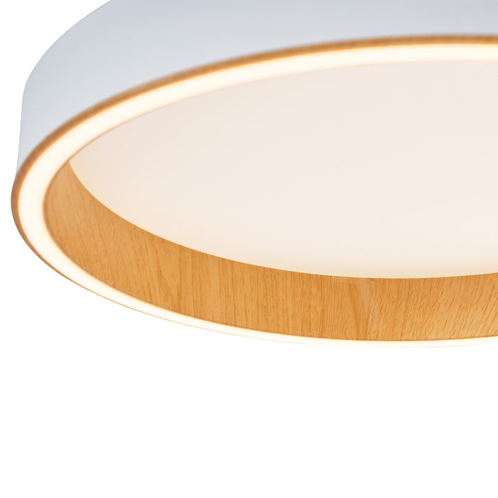 QAZQA Design plafondlamp wit met hout 40cm incl. LED 3-way switch -