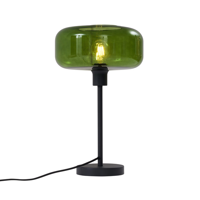 QAZQA Retro tafellamp zwart met groen glas - Bizle