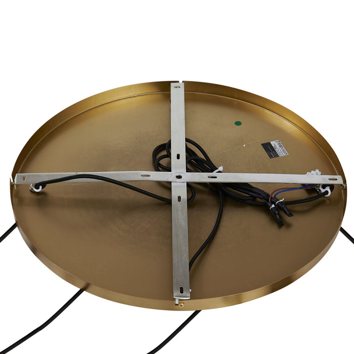 QAZQA Hanglamp brons met smoke amber en groen glas rond 4-lichts -