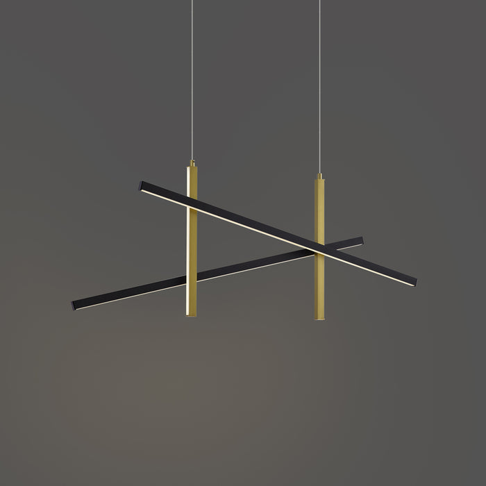 QAZQA Design hanglamp X zwart met goud incl. LED 3-staps dimbaar -