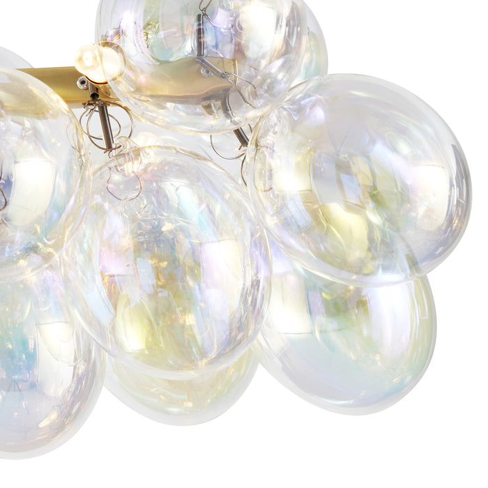 QAZQA Design hanglamp goud met regenboog glas 8-lichts - Uvas