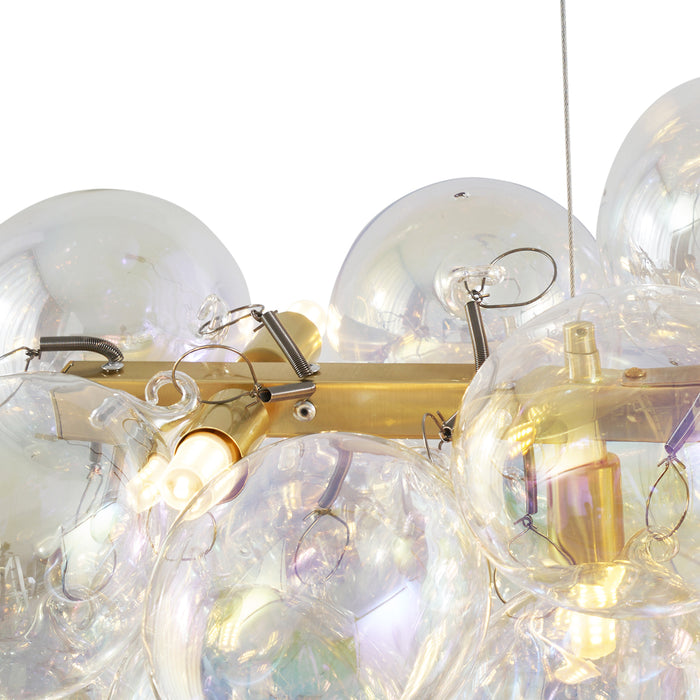 QAZQA Design hanglamp goud met regenboog glas 8-lichts - Uvas