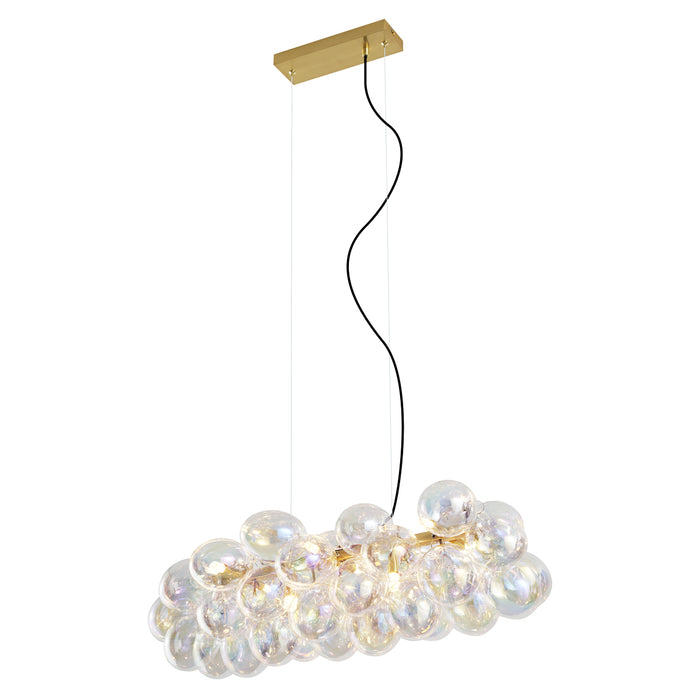 QAZQA Design hanglamp goud met regenboog glas 8-lichts - Uvas