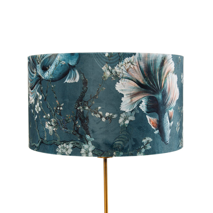 QAZQA Tafellamp brons met velours kap vis 35cm - Parte