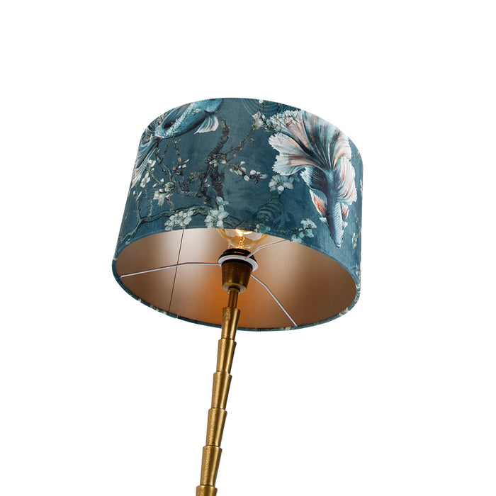 QAZQA Tafellamp brons met velours kap vis 35cm - Pisos