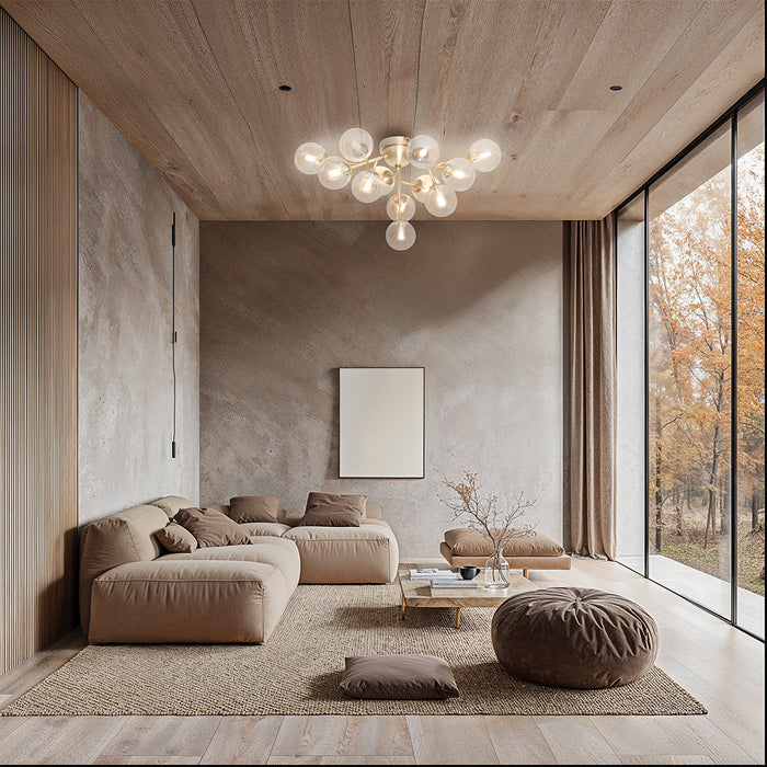 QAZQA Smart plafondlamp brons met amber glas 12-lichts incl. 12 Wifi