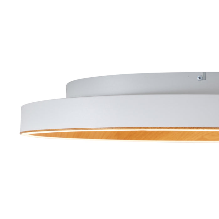 QAZQA Design plafondlamp wit met hout 60cm incl. LED 3-way switch -