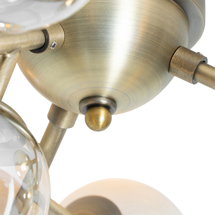 QAZQA Smart plafondlamp brons met amber glas 12-lichts incl. 12 Wifi