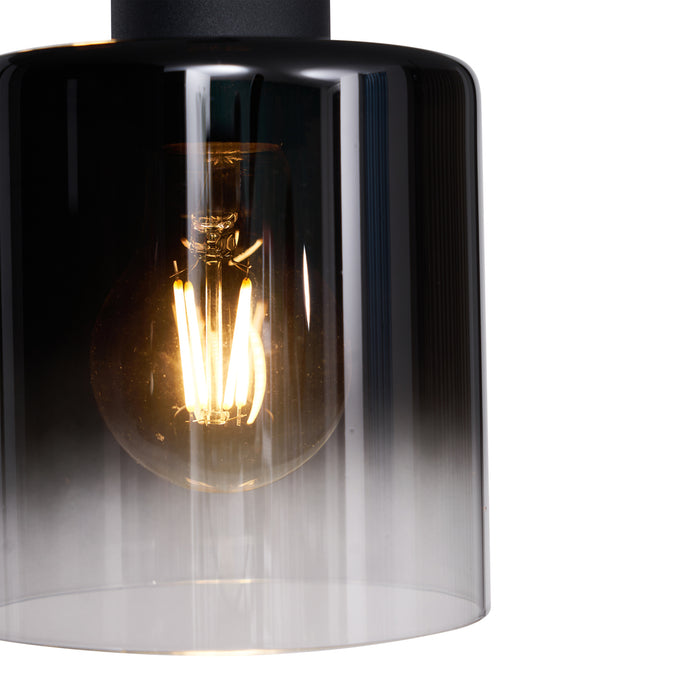 QAZQA Moderne hanglamp zwart met smoke glas 3-lichts - Dame