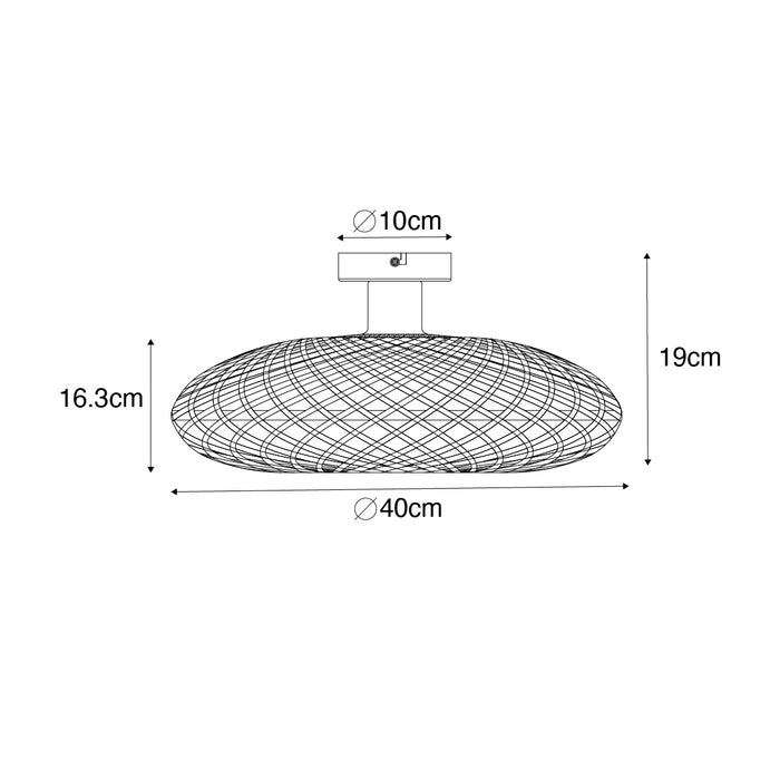 QAZQA Smart plafondlamp zwart bamboe 40 cm incl. Wifi A60 - Ostrava