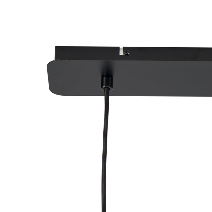 QAZQA Japandi hanglamp zwart met bruine stoffen kap 2-lichts - Bida