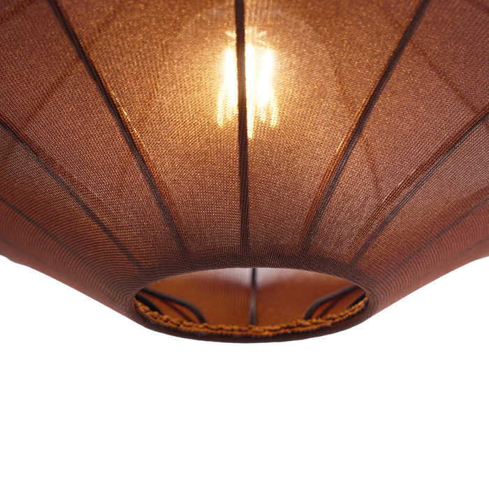 QAZQA Japandi hanglamp bruin met stoffen kap 50cm - Plu