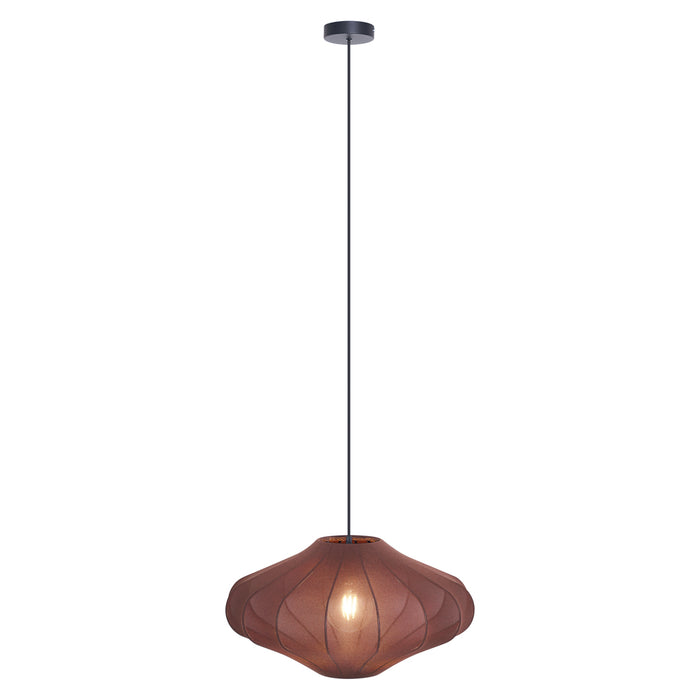 QAZQA Japandi hanglamp bruin met stoffen kap 50cm - Plu