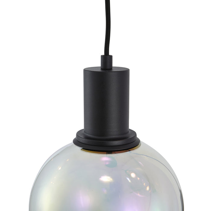 QAZQA Design hanglamp zwart met regenboog glas rond 3-lichts - Mallon