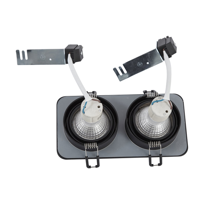 QAZQA Afgeronde inbouwspot zwart GU10 50mm draai- en kantelbaar IP44