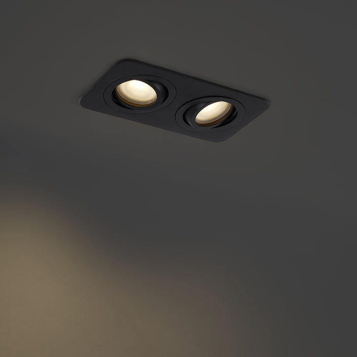 QAZQA Afgeronde inbouwspot zwart GU10 50mm draai- en kantelbaar IP44