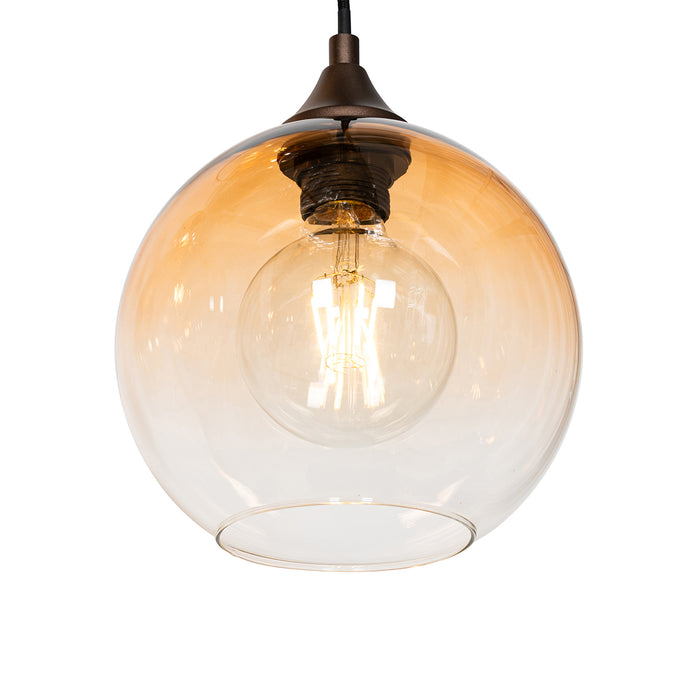 QAZQA Smart hanglamp donkerbrons met amber glas 8-lichts incl. 8 Wifi