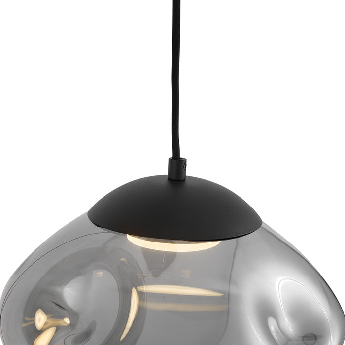 QAZQA Design hanglamp zwart met smoke glas 3-lichts - Gus