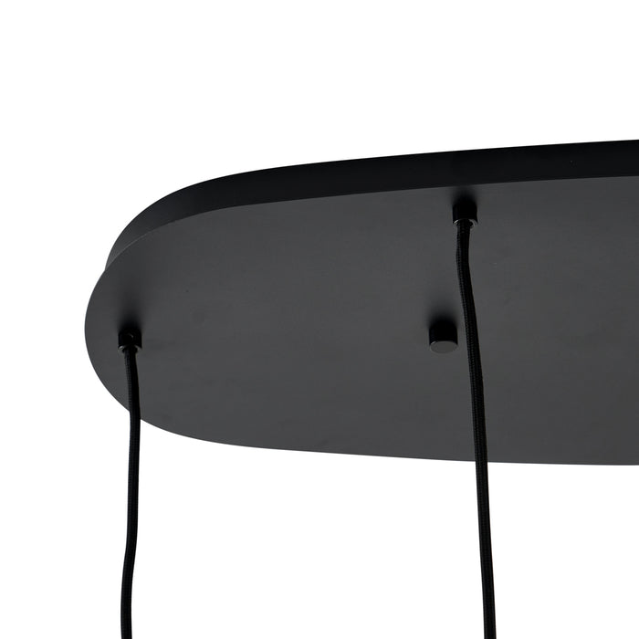 QAZQA Moderne hanglamp zwart met amber glas 5-lichts - Sheena