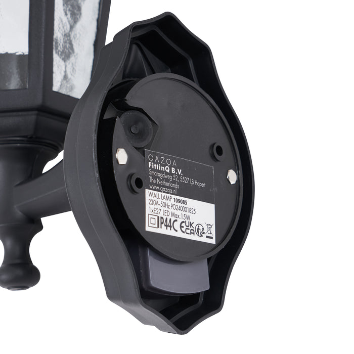 QAZQA Buiten wandlamp zwart met bewegingssensor IP44 - New Haven