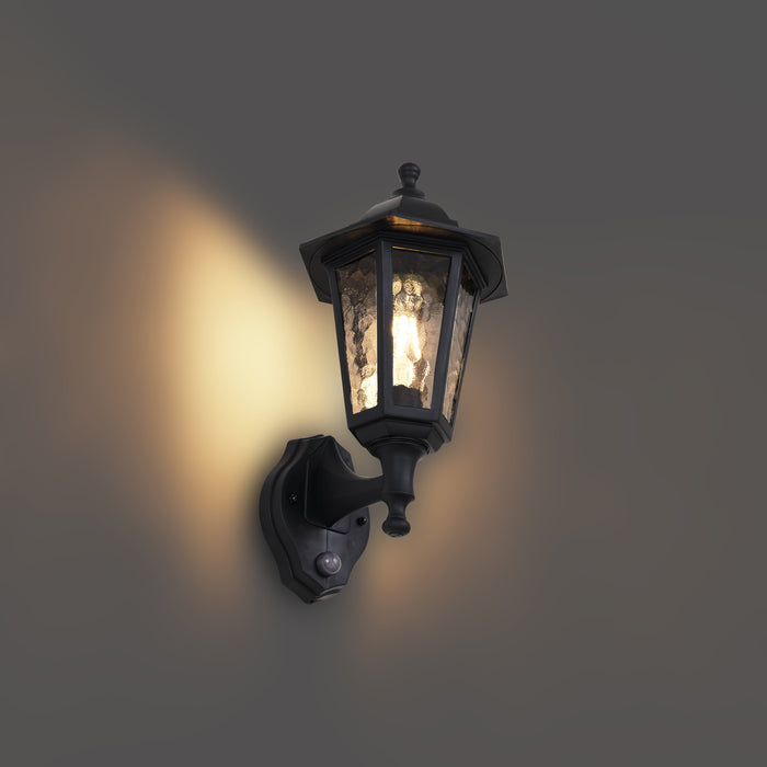 QAZQA Buiten wandlamp zwart met bewegingssensor IP44 - New Haven