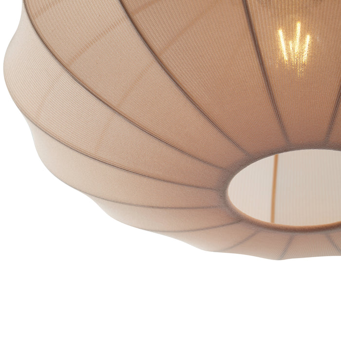 QAZQA Japandi hanglamp zwart met bruine stoffen kap 3-lichts - Bida