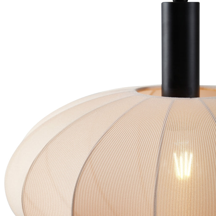 QAZQA Japandi hanglamp zwart met bruine stoffen kap 3-lichts - Bida