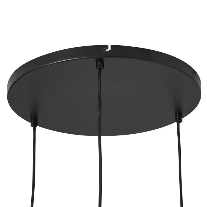 QAZQA Japandi hanglamp zwart met bruine stoffen kap 3-lichts - Bida