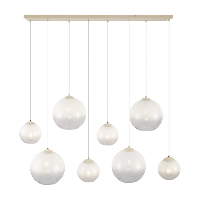 QAZQA Art Deco hanglamp beige met wit glas 8-lichts - Sandra