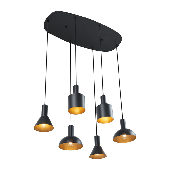 QAZQA Moderne hanglamp zwart 6-lichts - Biles