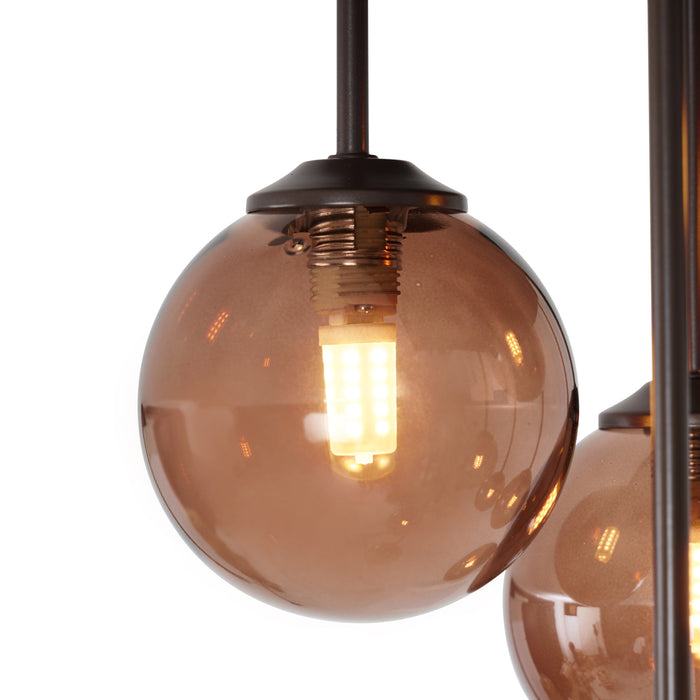 QAZQA Design plafondlamp brons met brons glas 9-lichts - Athens