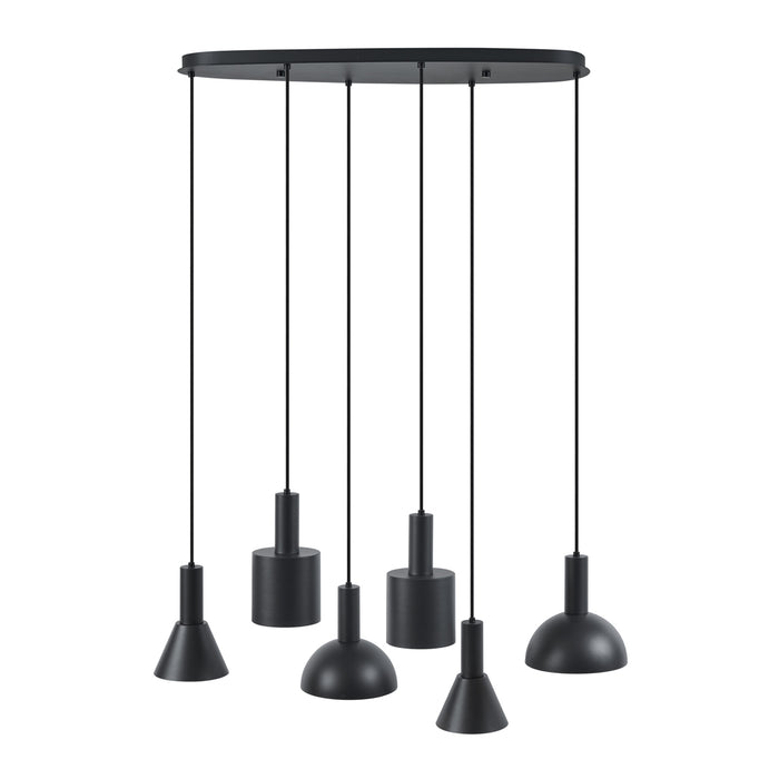 QAZQA Moderne hanglamp zwart 6-lichts - Biles