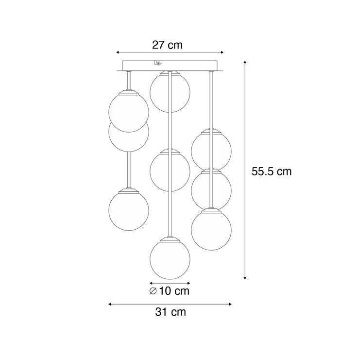 QAZQA Design plafondlamp brons met brons glas 9-lichts - Athens