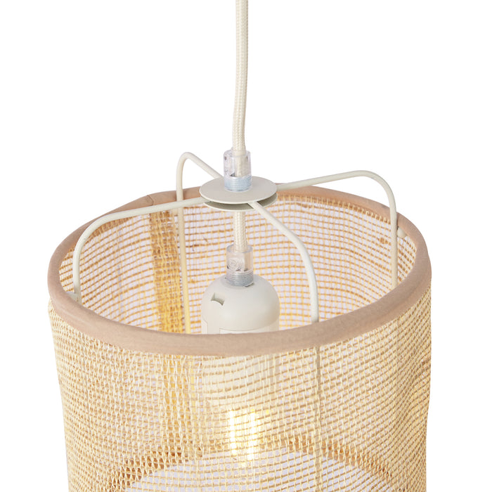 QAZQA Japandi hanglamp beige met stoffen kappen 6-lichts - Yente
